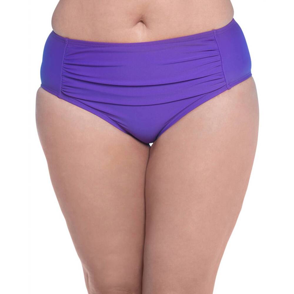NEW ALWAYS FOR ME plus size ruched tankini bottom in purple